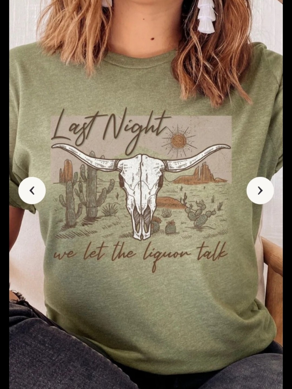 Western graphic tshirt "Last night we let the liquor talk" small